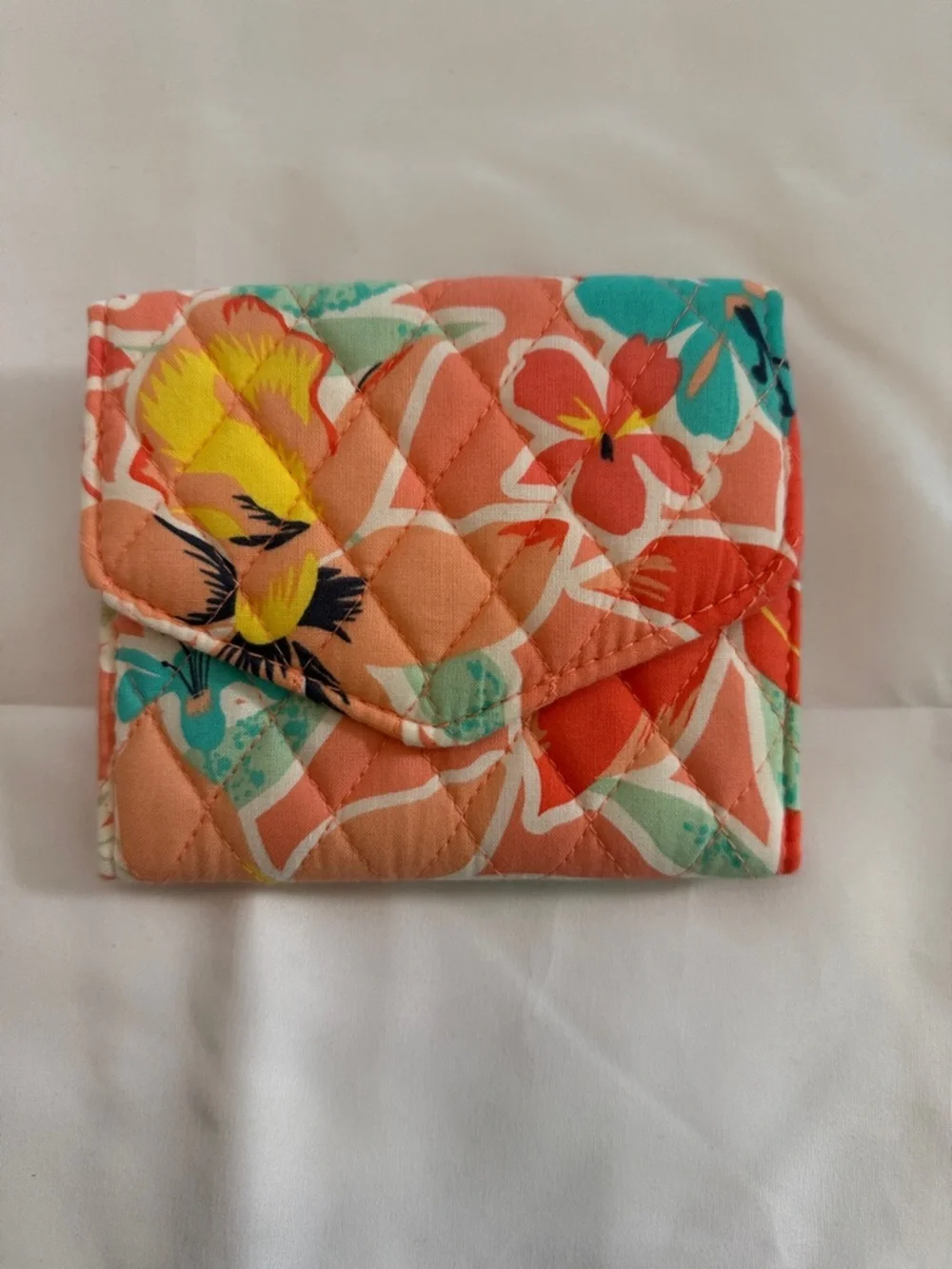 Vera Bradley Quilted Floral Wallet in Coral, Teal, Yellow - Picture 1 of 3